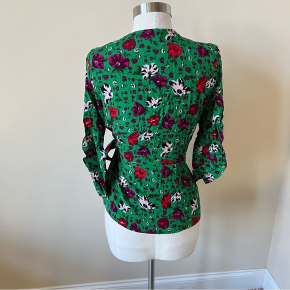 BA&SH Paco Long-Sleeved Floral wrap blouse with V-Neck 17737 - Picture 6 of 10